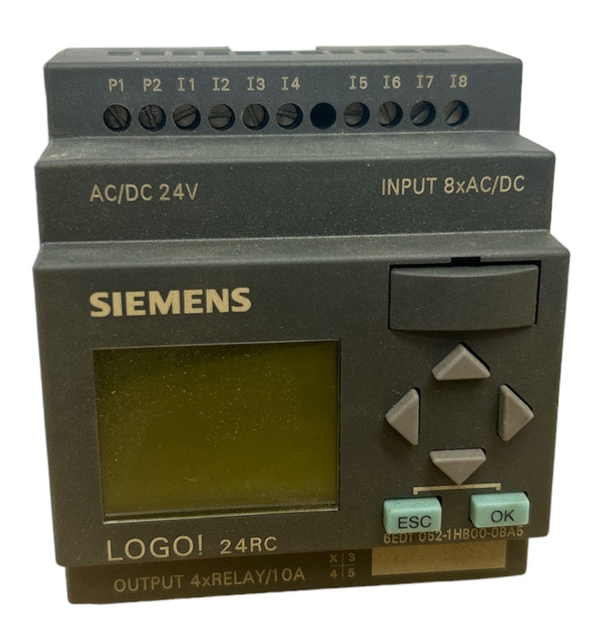 6ED1052-1HB00-0BA5 SIEMENS LOGIC MODULE, 24V AC/DC RELAY, 8X INPUT, 4X OUTPUT WITH DISPLAY